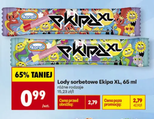 Lody sorbetowe Ekipa XL truskawkowe promocja w Biedronka