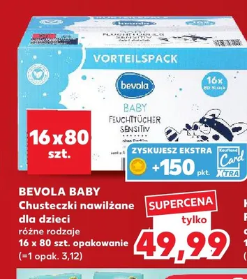 Chusteczki nawilżane dla dzieci Bevola Baby 16-pak promocja w Kaufland