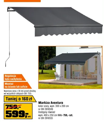 Markiza Aventura kolor szary 300x200cm promocja w OBI