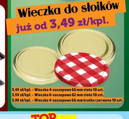 Wieczka do słoików 6-zaczepowe 82 mm złote 10-pak promocja w TOPAZ