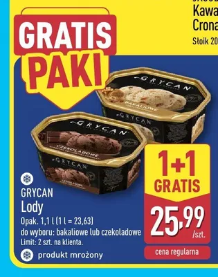 Lody bakaliowe Grycan promocja w Aldi