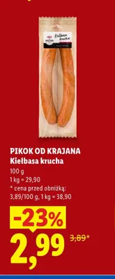 Kiełbasa krucha Pikok od Krajana promocja w Lidl