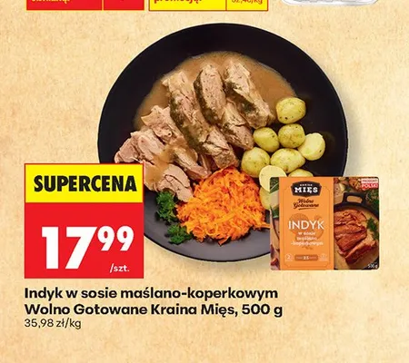 Indyk w sosie maślano-koperkowym Wolno Gotowane Kraina Mięs promocja w Biedronka