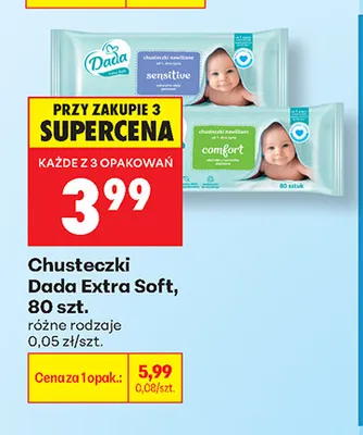 Chusteczki Dada Extra Soft promocja w Biedronka