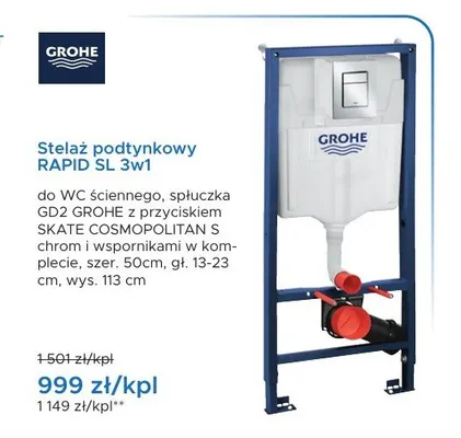 Stelaż podtynkowy Grohe RAPID SL 3w1 promocja w Blu Salony Łazienek