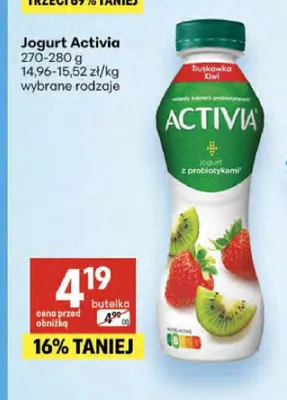 Jogurt Activia truskawka kiwi promocja w Delikatesy Centrum