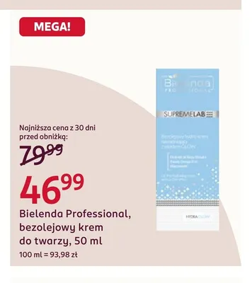 Bezolejowy krem do twarzy Bielenda Professional promocja w Rossmann