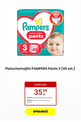 Pieluchomajtki Pampers Active Baby Pants 3 promocja w Media Expert