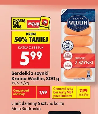Serdelki z szynki Kraina Wędlin promocja w Biedronka