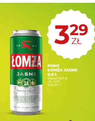 Piwo Łomża Jasne promocja w Duży Ben