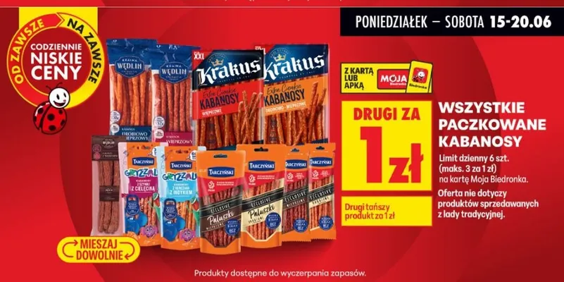 Kabanosy Kraina Wędlin Wieprzowe promocja w Biedronka