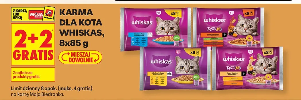 Karma dla kota 8x85 g 2+2 GRATIS promocja w Biedronka