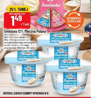 Śmietana Mleczna Polana 12% promocja w POLOmarket