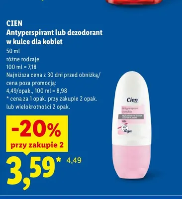 Dezodorant w kulce dla kobiet Cien promocja w Lidl