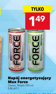 Napój energetyzujący Max Force Classic promocja w LEWIATAN