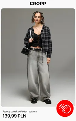 Jeansy barrel z efektem sprania Cropp promocja w Cropp