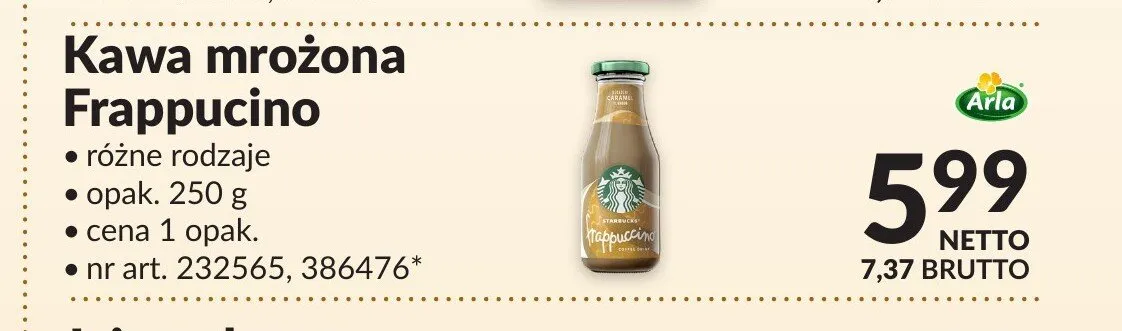 Kawa mrożona Starbucks Frappuccino promocja w Makro