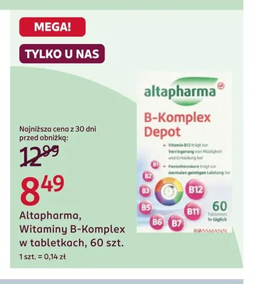 Witaminy B-Komplex w tabletkach Altapharma promocja w Rossmann