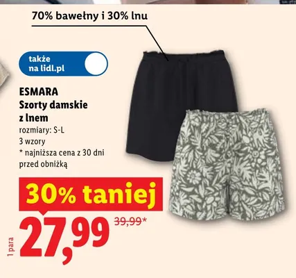 Szorty damskie z lnem ESMARA promocja w Lidl