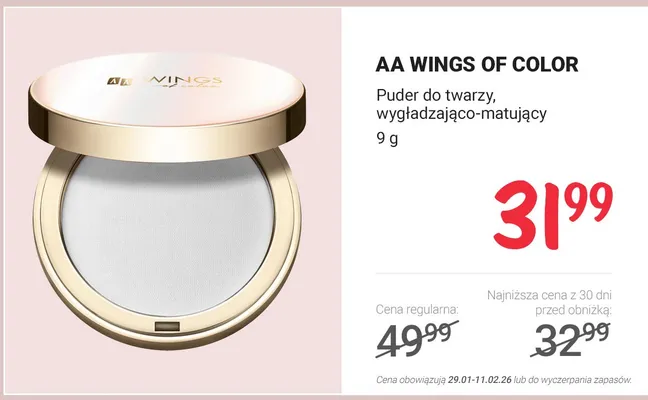 Puder do twarzy, wygładzająco-matujący promocja w Rossmann