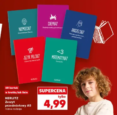 Zeszyt przedmiotowy A5 60 kartek w kratkę Herlitz promocja w Kaufland