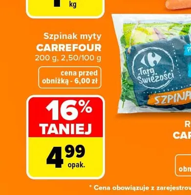 Szpinak myty Carrefour promocja w Carrefour