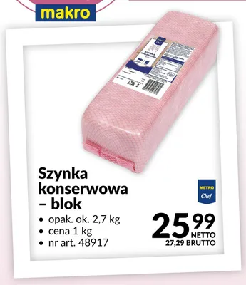 Szynka konserwowa - blok METRO Chef promocja w Makro