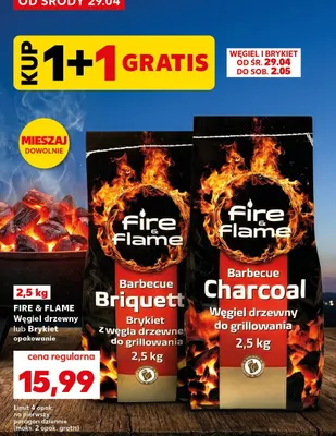 Węgiel drzewny do grillowania Fire & Flame Barbecue Charcoal promocja w Kaufland