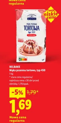 Mąka pszenna tortowa typ 450 Belbake promocja w Lidl
