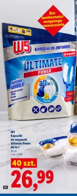 Kapsułki do zmywarki W5 Ultimate Power All in 1 promocja w Lidl