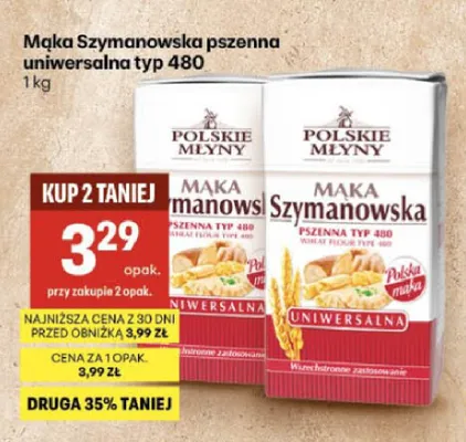 Mąka pszenna uniwersalna typ 480 Szymanowska Polskie Młyny promocja w Delikatesy Centrum