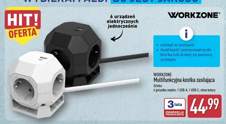 Multifunkcyjna kostka zasilająca Workzone promocja w Aldi