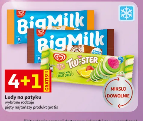 Lody na patyku Big Milk Algida promocja w Auchan