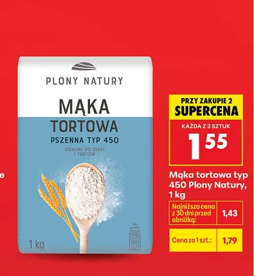 Mąka tortowa typ 450 Plony Natury promocja w Biedronka