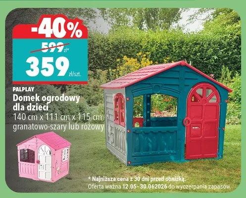 Domek ogrodowy dla dzieci PALPLAY 140x111x115cm różowy promocja w Biedronka Home