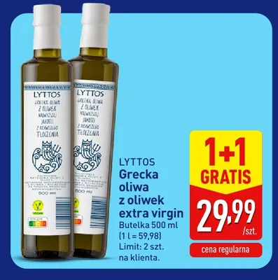 Oliwa z oliwek extra virgin Lyttos grecka promocja w Aldi