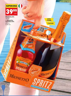 Zestaw wino bezalkoholowe Mionetto 750 ml + Mionetto Aperitivo 500 ml promocja w Biedronka