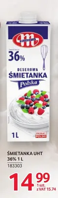 Śmietanka UHT Mlekovita 36% promocja w Selgros