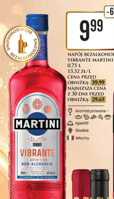 Wino bezalkoholowe Napój bezalkoholowy Vibrante Martini promocja w Dino