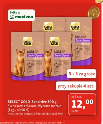Sucha karma dla kota Select Gold Sensitive promocja w MAXI ZOO