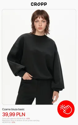 Czarna bluza basic Cropp promocja w Cropp
