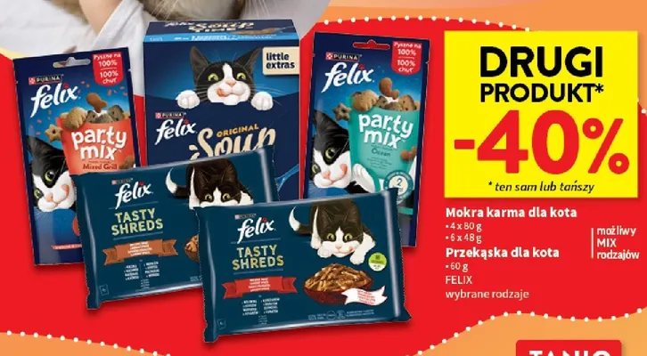 Mokra karma dla kota Felix Tasty Shreds promocja w Intermarche