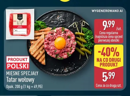 Tatar wołowy Mięsne Specjały promocja w Aldi