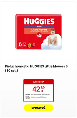 Pieluchomajtki Huggies Little Movers 6 30-pak promocja w Media Expert