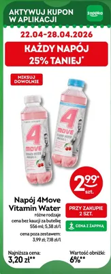 Napój 4move vitamin water różne rodzaje promocja w Żabka