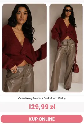 Oversizowy sweter z dodatkiem wełny Reneé promocja w Renee