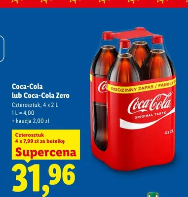 Napój gazowany Coca-Cola Zero 4-pak promocja w Lidl