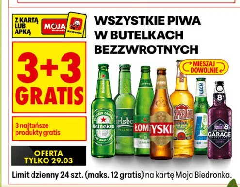 Piwo w butelkach bezzwrotnych promocja w Biedronka