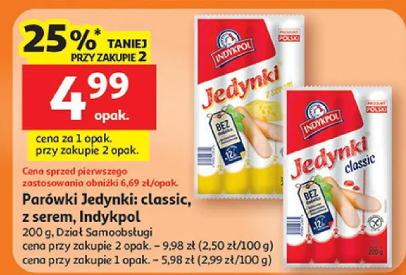 Parówki Jedynki classic promocja w Auchan