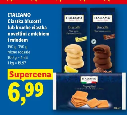 Kruche ciastka novellini z mlekiem i miodem ITALIAMO promocja w Lidl